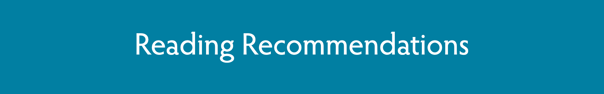 Blue rectangle with text that says reading recommendations